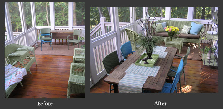 Narrow porch before and after